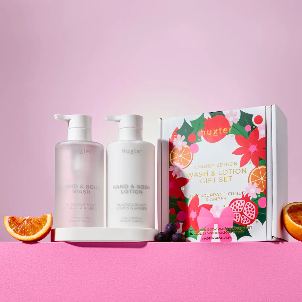 Huxter | Limited Xmas Edition Wash &amp; Lotion Gift Set - Blackcurrant, Citrus &amp; Amber